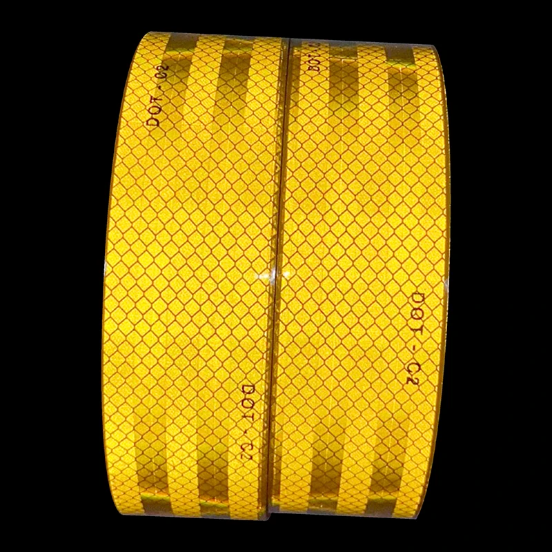 DOT-C2 Yellow Reflective Tape PVC Adhesive Truck Vehicle Sticker Reflective Strips for Cars DOT-C2 Yellow Reflective Tape PVC Adhesive Truck Vehicle Sticker Reflective Strips for Cars