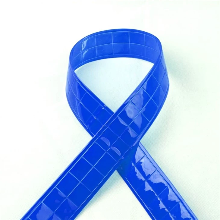 Blue Checkered PVC Reflective Tape For Clothing